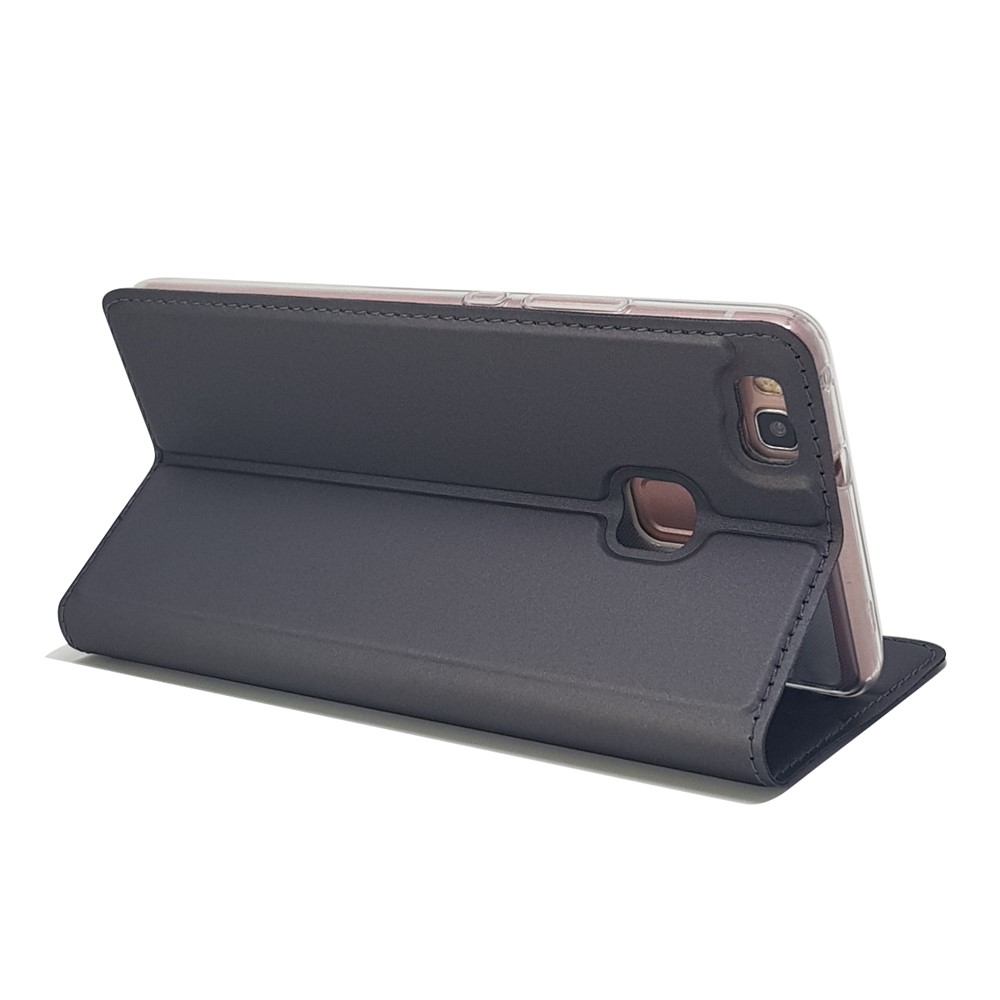 Magnetic Attraction Card Holder Leather Phone Case with Stand for Huawei P9 Lite / G9 Lite - Black-9