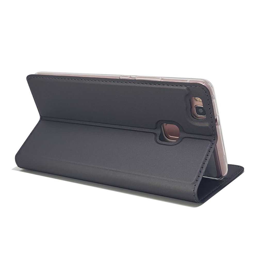 Porta Della Carta di Attrazione Magnetica Custodia in Pelle Con Stand Per Huawei P9 Lite / G9 Lite - Nero