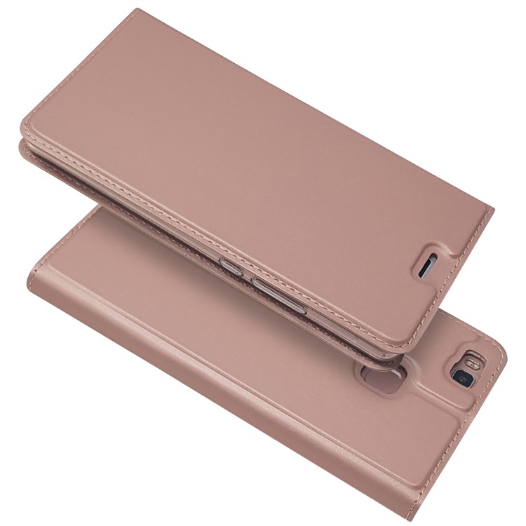 Soporte de la Tarjeta de Atracción Magnética Concha de Cuero Para Huawei P9 Lite / G9 Lite - Oro Rosa