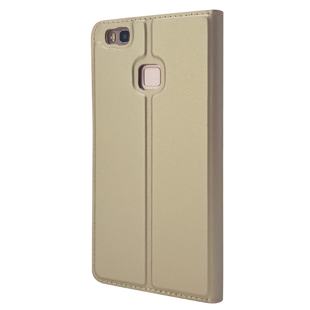 Magnetic Attraction Flip Stand Leather Phone Cover with Card Slot for Huawei P9 Lite / G9 Lite - Gold-11