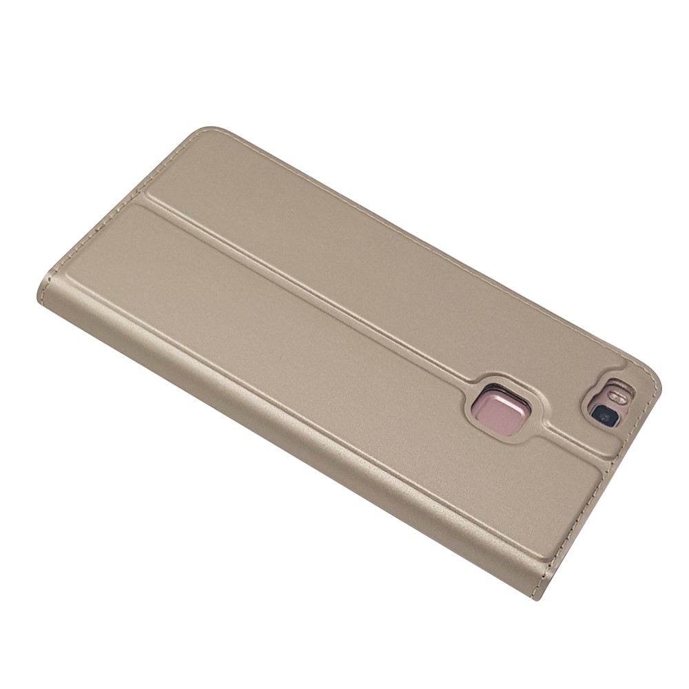 Magnetic Attraction Flip Stand Leather Phone Cover with Card Slot for Huawei P9 Lite / G9 Lite - Gold-6