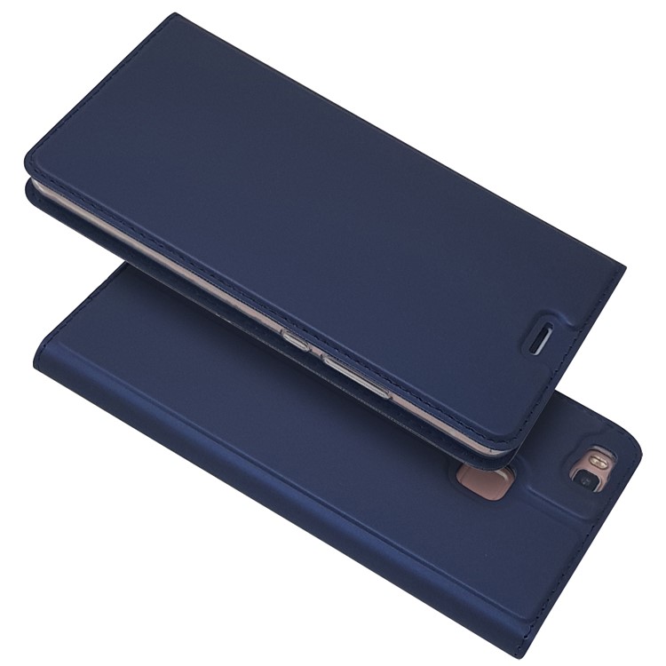 Magnetic Attraction Card Holder Leather Stand Phone Case Accessory for Huawei P9 Lite / G9 Lite - Dark Blue-2