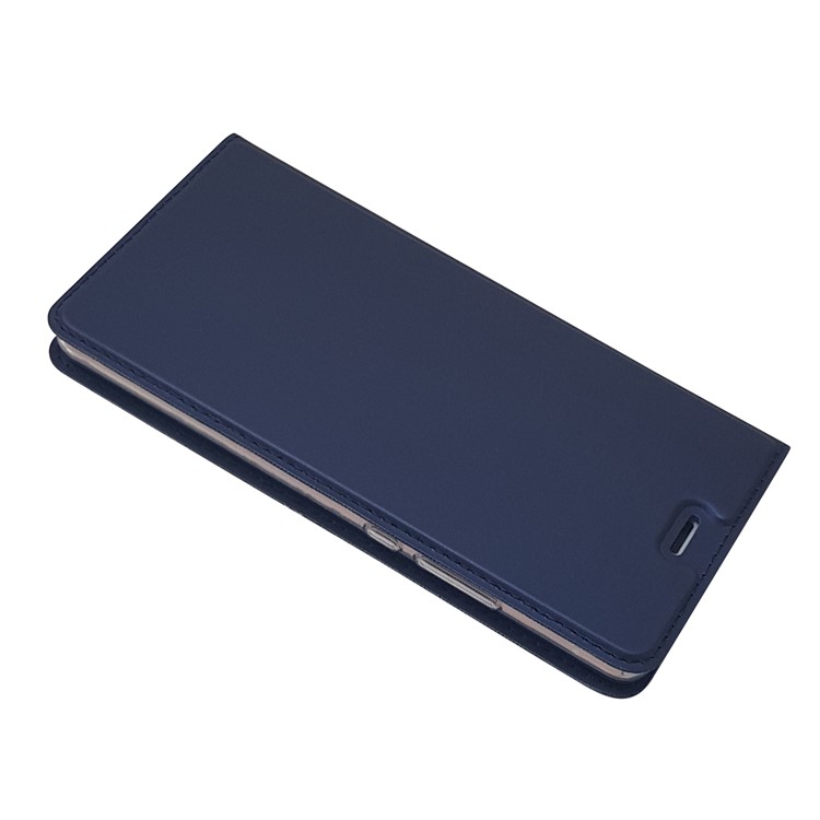 Magnetic Attraction Card Holder Leather Stand Phone Case Accessory for Huawei P9 Lite / G9 Lite - Dark Blue-4