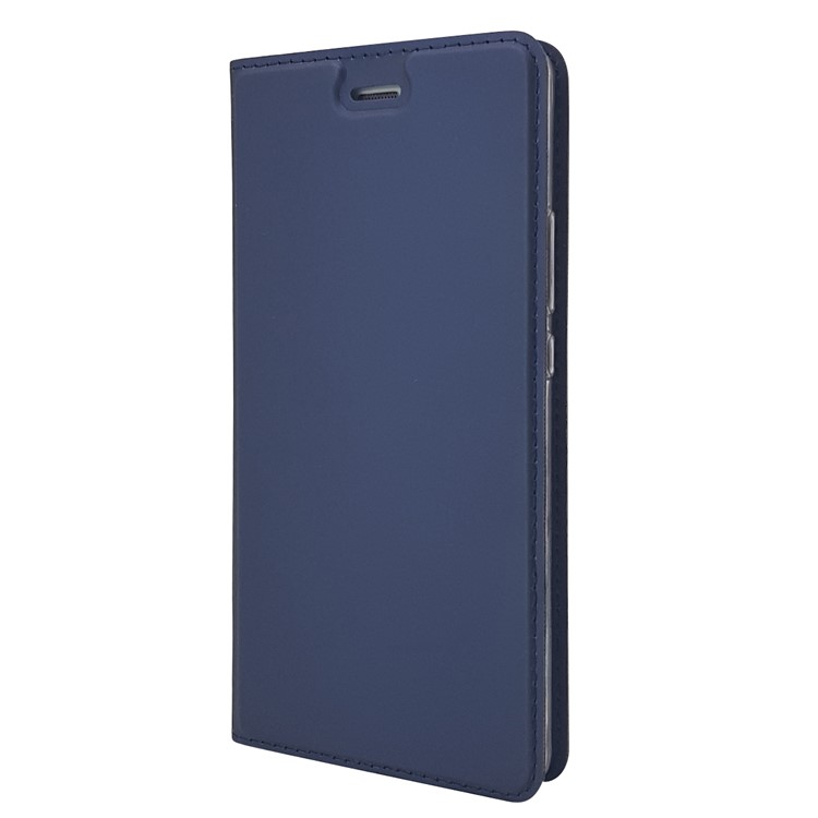 Magnetic Attraction Card Holder Leather Stand Phone Case Accessory for Huawei P9 Lite / G9 Lite - Dark Blue-8