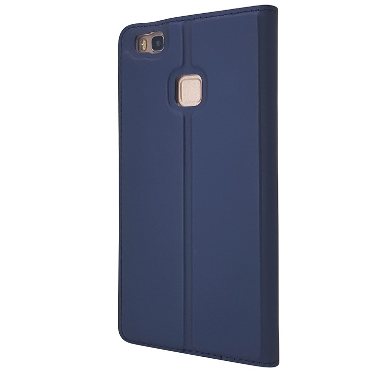 Magnetic Attraction Card Holder Leather Stand Phone Case Accessory for Huawei P9 Lite / G9 Lite - Dark Blue-9