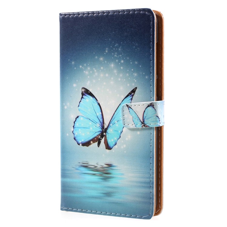 Pattern Printing PU Leather Wallet Cover for Huawei Mate 10 Lite / nova 2i / Maimang 6 / Honor 9i (India) - Blue Butterfly-3