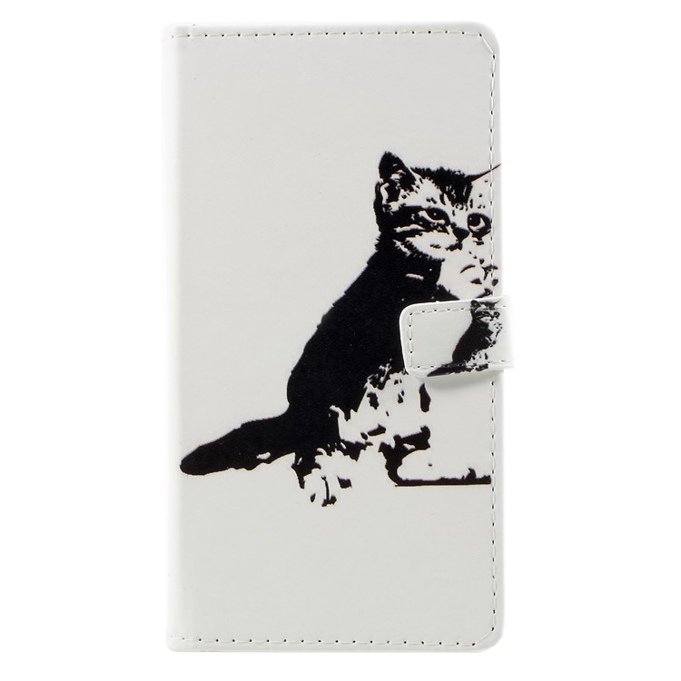 Pattern Printing PU Leather Cell Phone Case Accessory for Huawei Mate 10 Lite / nova 2i / Maimang 6 / Honor 9i (India) - Black and White Cat-1