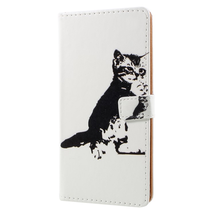 Pattern Printing PU Leather Cell Phone Case Accessory for Huawei Mate 10 Lite / nova 2i / Maimang 6 / Honor 9i (India) - Black and White Cat-3