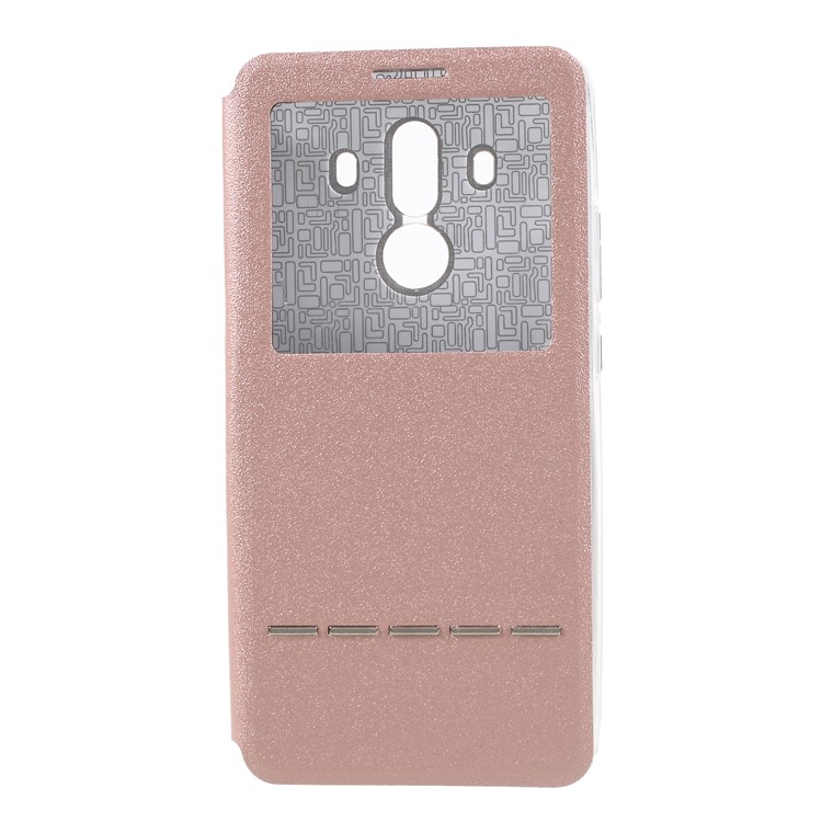 Slide to Answer View Window Leather Phone Cover for Huawei Mate 10 Pro - Rose Gold-1