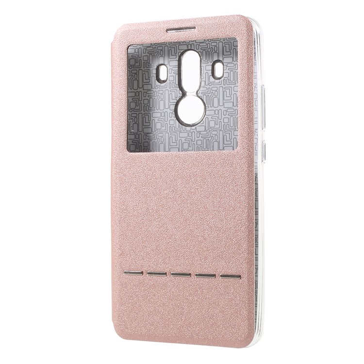 Slide to Answer View Window Leather Phone Cover for Huawei Mate 10 Pro - Rose Gold-2