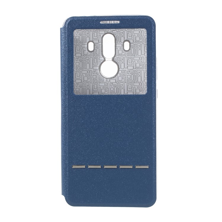 View Window Leather Mobile Casing with Touch Slide Button for Huawei Mate 10 Pro - Blue-1
