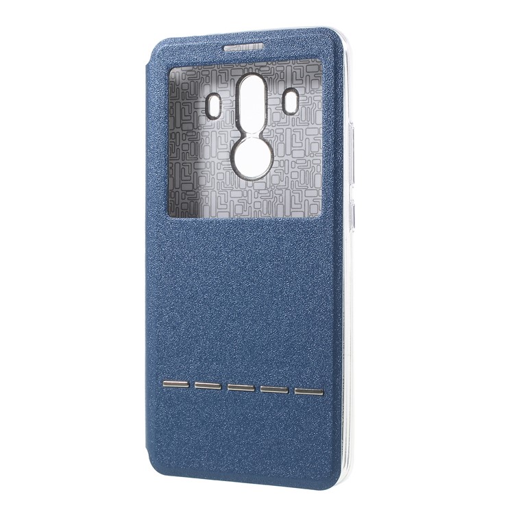 View Window Leather Mobile Casing with Touch Slide Button for Huawei Mate 10 Pro - Blue-2