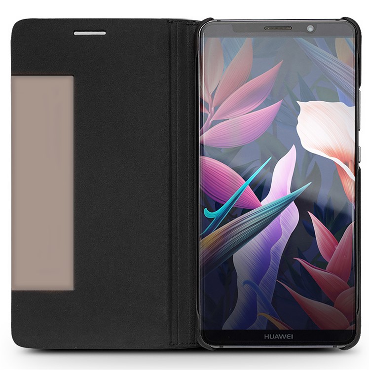 QIALINO Classic Style View Window Cowhide Texture Leather Smart Phone Case for Huawei Mate 10 Pro - Black-2
