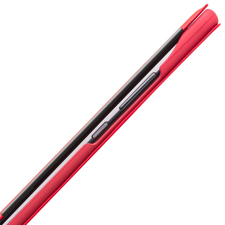 QIALINO Classic Style View Window Cowhide Texture Leather Flip Phone Casing for Huawei Mate 10 Pro - Red-5