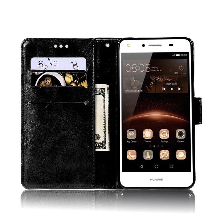 Vintage PU Leather Wallet Stand Cover for Huawei Y6 (2017)/Y5 (2017) - Black-4