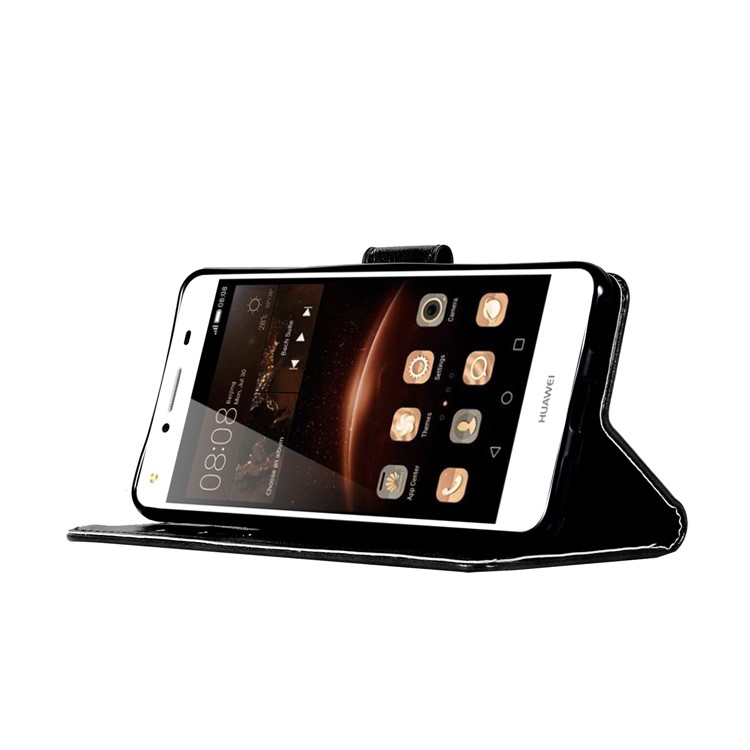 Vintage PU Leather Wallet Stand Cover for Huawei Y6 (2017)/Y5 (2017) - Black-5