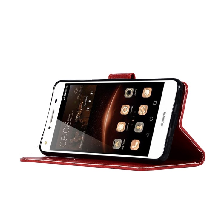 Vintage PU Leather Stand Mobile Shell for Huawei Y6 (2017)/Y5 (2017) - Red-5
