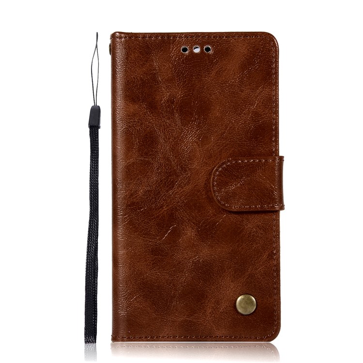 Vintage PU Leather Wallet Cell Phone Case for Huawei Y6 (2017)/Y5 (2017) - Coffee-2