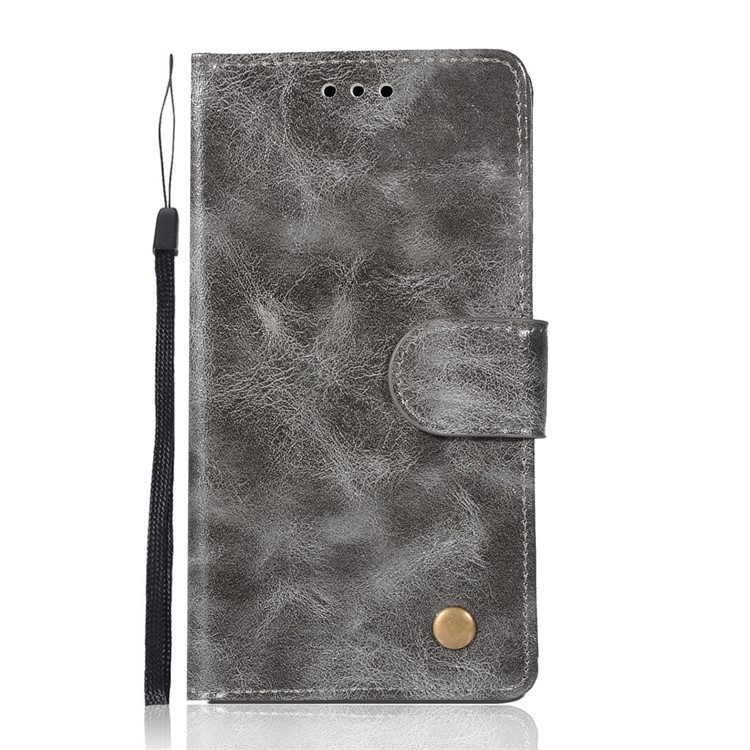 For Huawei P10 Lite Premium Vintage PU Leather Wallet Stand Mobile Case with Wrist Strap - Grey-2
