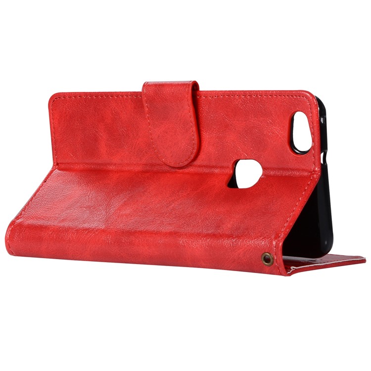 Premium Vintage PU Leather Wallet Stand Cover for Huawei P10 Lite - Red-6