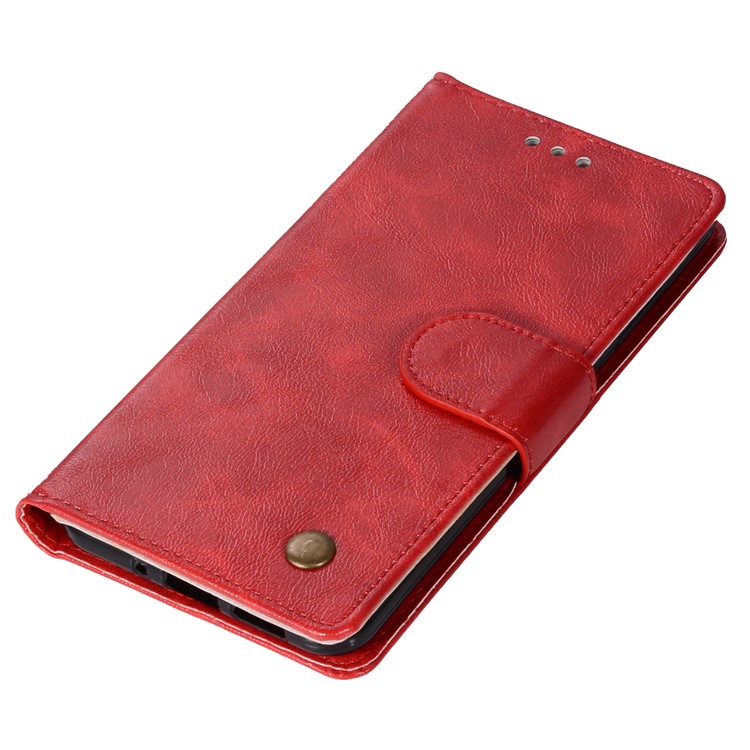 Premium Vintage PU Leather Wallet Stand Cover for Huawei P10 Lite - Red-7