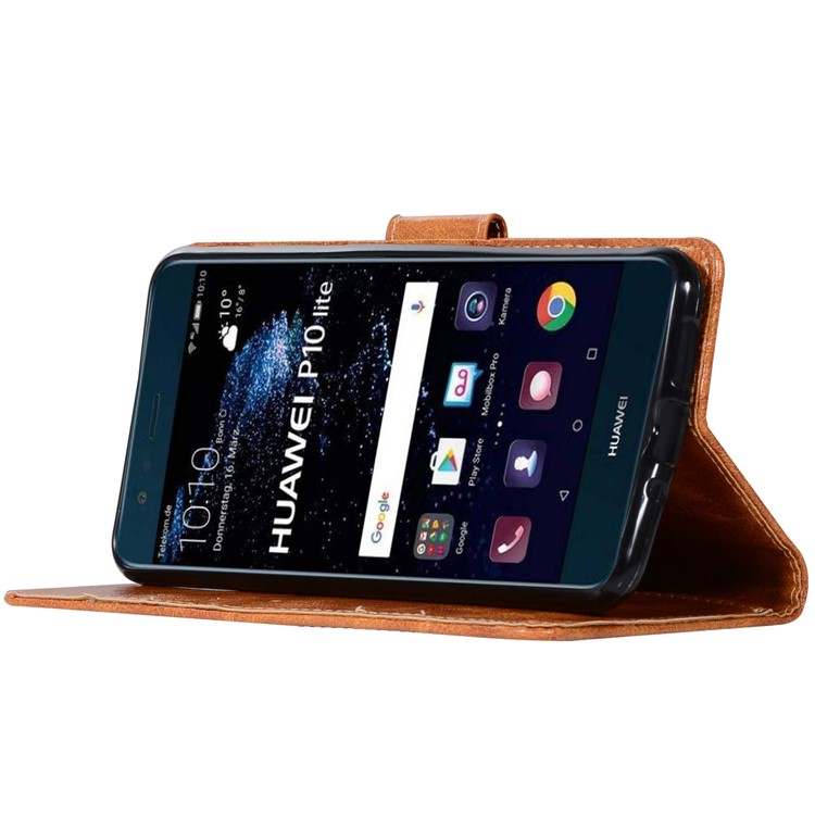 Premium Vintage PU Leather Wallet Mobile Phone Shell for Huawei P10 Lite - Brown-5