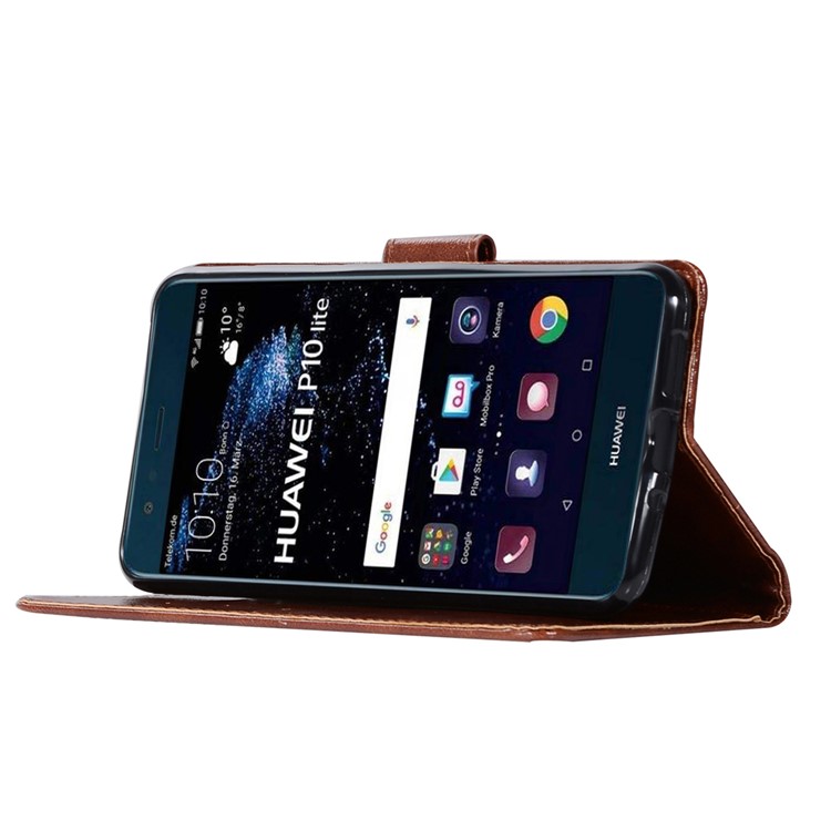 Premium Vintage PU Leather Wallet Stand Mobile Cover Shell for Huawei P10 Lite - Coffee-5