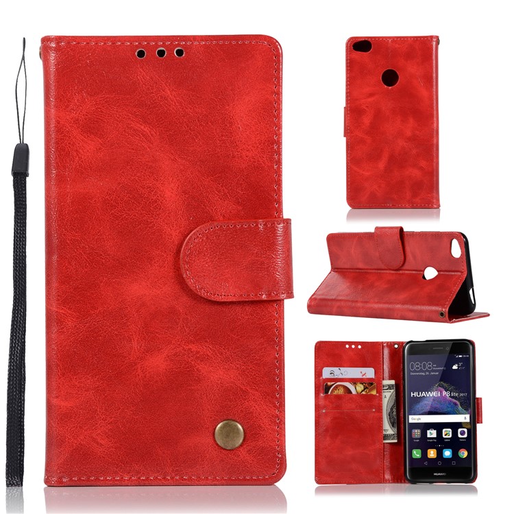 coque cuir rouge huawei p8 lite 2017