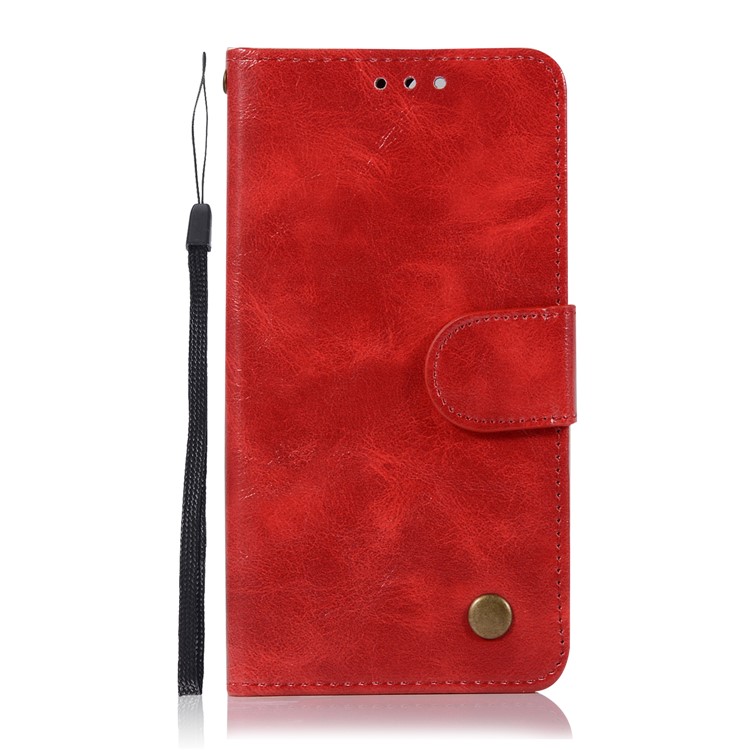 Premium Vintage PU Leather Stand Wallet Phone Casing for Huawei Honor 7X - Red-2