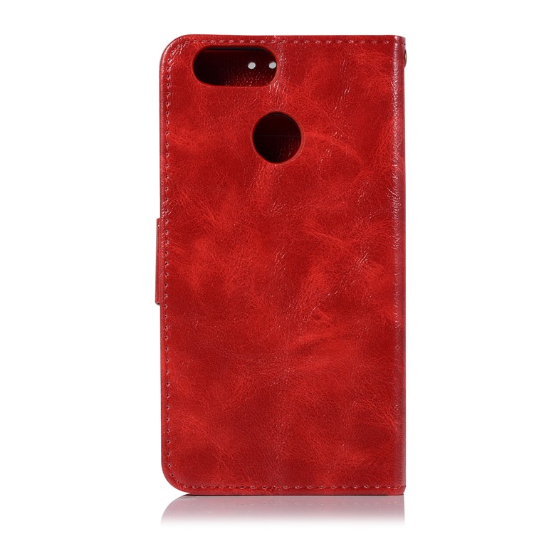 Premium Vintage PU Leather Stand Wallet Phone Casing for Huawei Honor 7X - Red-3