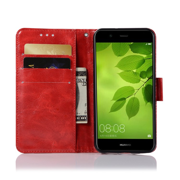 Premium Vintage PU Leather Stand Wallet Phone Casing for Huawei Honor 7X - Red-4