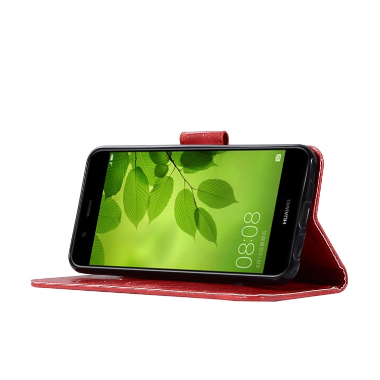 Premium Vintage PU Leather Stand Wallet Phone Casing for Huawei Honor 7X - Red-5