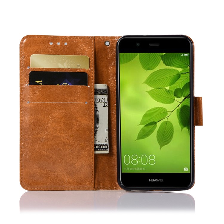Premium Vintage PU Leather Wallet Stand Mobile Cover for Huawei Honor 7X - Brown-4