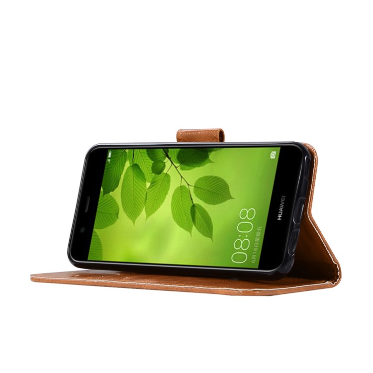Premium Vintage PU Leather Wallet Stand Mobile Cover for Huawei Honor 7X - Brown-5