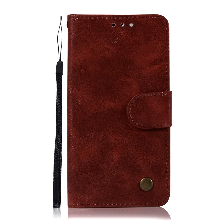 Premium Vintage PU Leather Wallet Flip Cover Case with Stand for Huawei Honor 7X - Wine Red-2