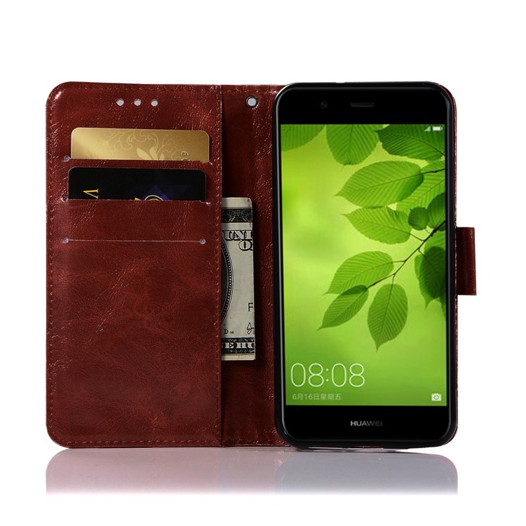 Premium Vintage PU Leather Wallet Flip Cover Case with Stand for Huawei Honor 7X - Wine Red-4