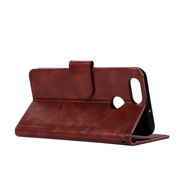 Premium Vintage PU Leather Wallet Flip Cover Case with Stand for Huawei Honor 7X - Wine Red-6
