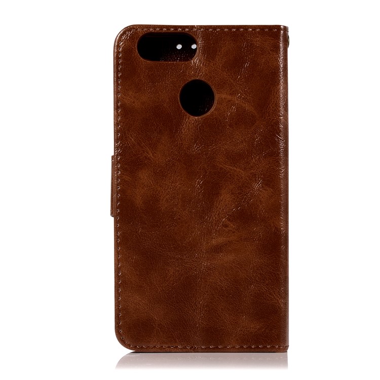 Premium Vintage PU Leather Wallet Stand Phone Protection Cover Accessory for Huawei Honor 7X - Coffee-3