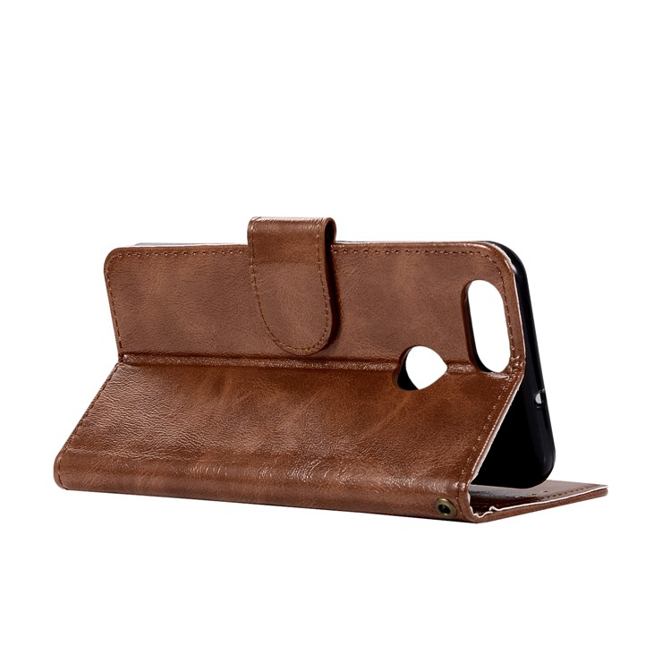 Premium Vintage PU Leather Wallet Stand Phone Protection Cover Accessory for Huawei Honor 7X - Coffee-6