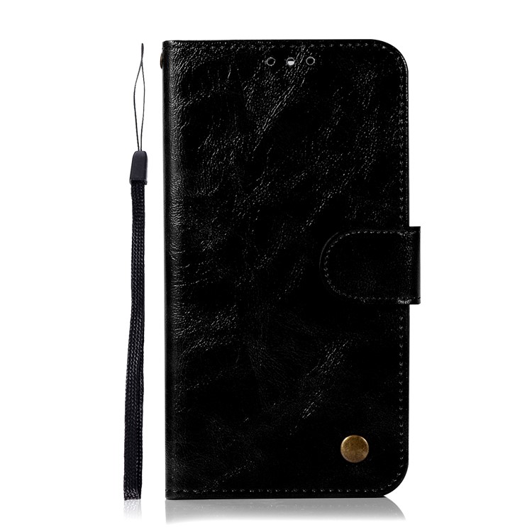 Premium Vintage PU Leather Wallet Casing Accessory for Huawei Mate 10 Lite / nova 2i / Maimang 6 / Honor 9i (India) - Black-2