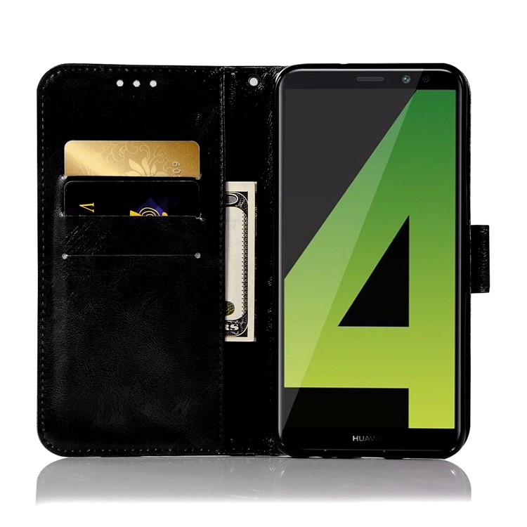 Premium Vintage PU Leather Wallet Casing Accessory for Huawei Mate 10 Lite / nova 2i / Maimang 6 / Honor 9i (India) - Black-4