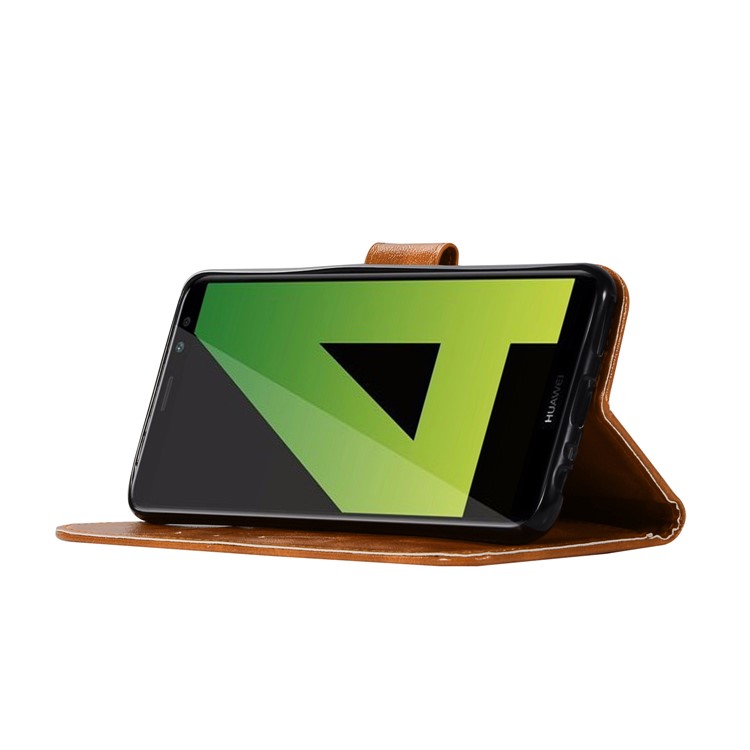 Premium Vintage PU Leather Wallet Shell Accessory for Huawei Mate 10 Lite / nova 2i / Maimang 6 / Honor 9i (India) - Brown-5
