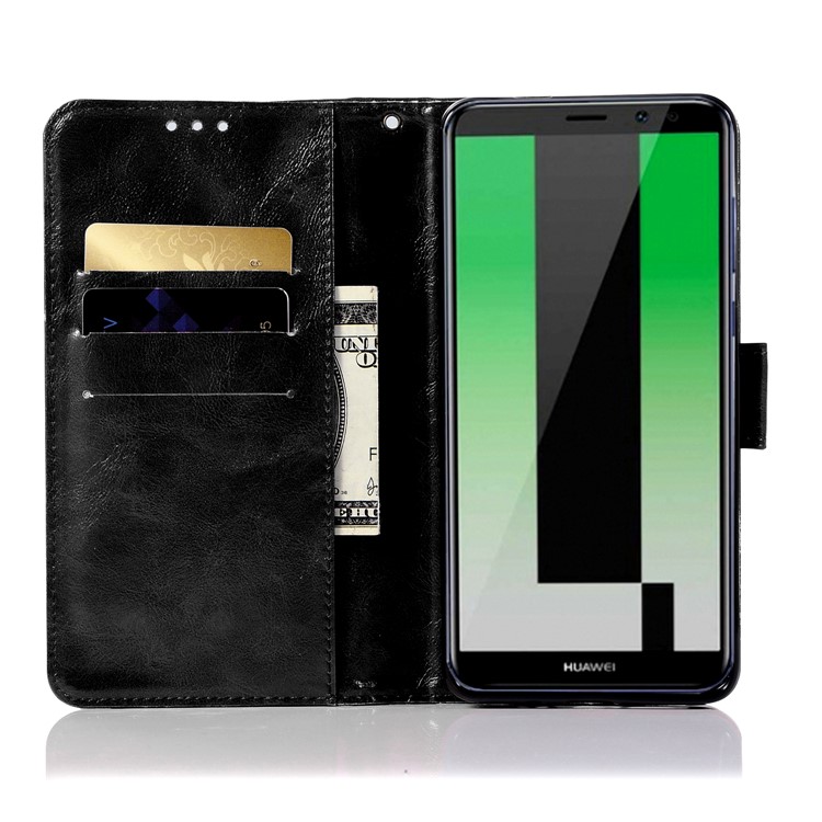 Premium Vintage Leather Wallet Case for Huawei Mate 10 Pro - Black-4