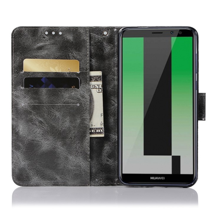 Premium Vintage Leather Wallet Cover for Huawei Mate 10 Pro - Grey-4