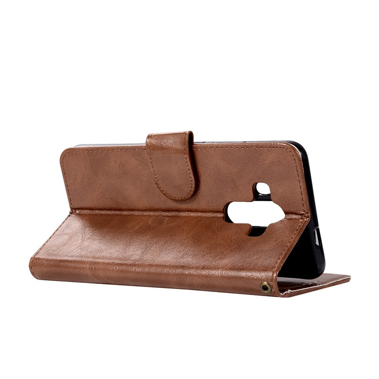 Premium Vintage Leather Wallet Case Phone Shell for Huawei Mate 10 Pro - Coffee-5
