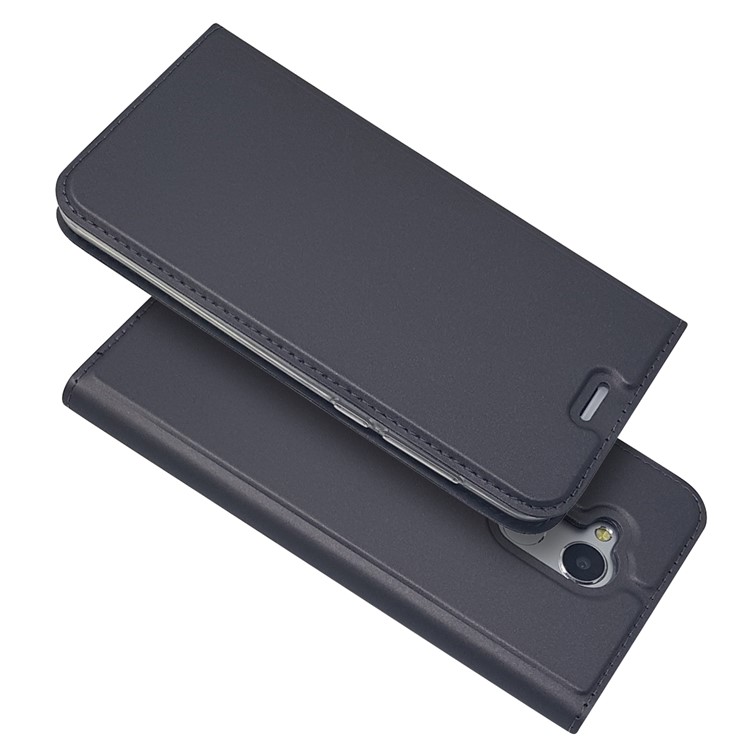 Auto-absorbed Magnetic Leather Card Holder Stand Case for Huawei Honor 6A / Honor 5C pro - Black-2