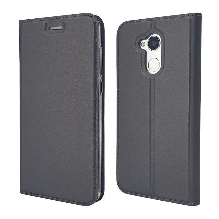 Auto-absorbed Magnetic Leather Card Holder Stand Case for Huawei Honor 6A / Honor 5C pro - Black-3