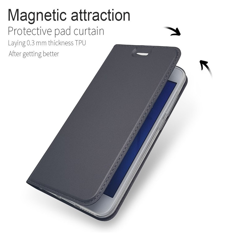 Auto-absorbed Magnetic Leather Card Holder Stand Case for Huawei Honor 6A / Honor 5C pro - Black-4