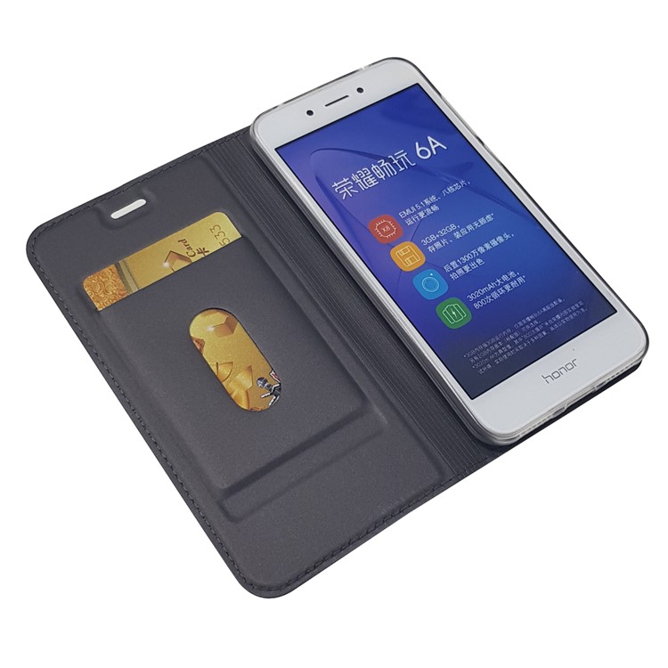 Auto-absorbed Magnetic Leather Card Holder Stand Case for Huawei Honor 6A / Honor 5C pro - Black-7