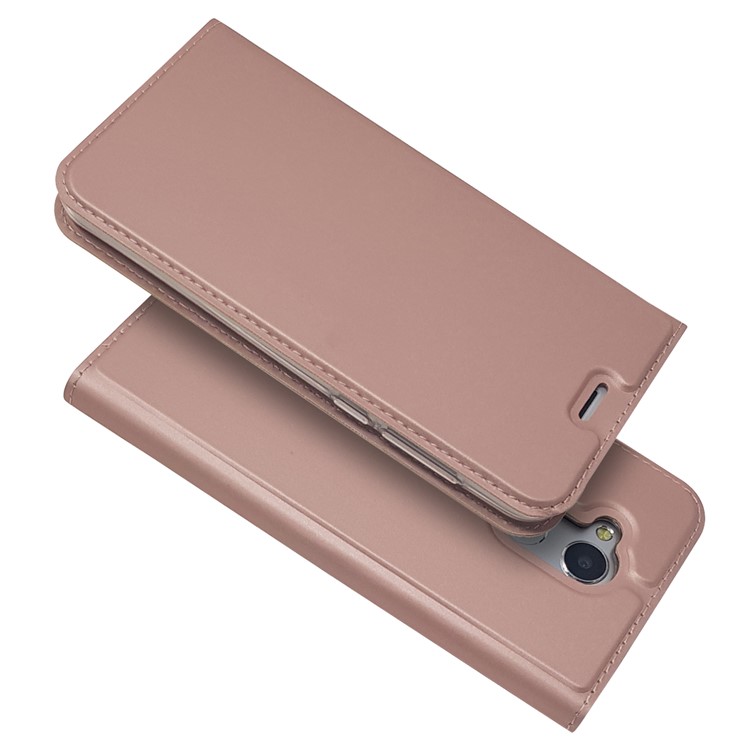 Auto-absorbed Magnetic Leather Card Slot Phone Cover for Huawei Honor 6A / Honor 5C pro - Rose Gold-2